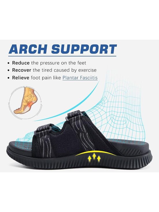 Men\'s Black Athletic Thick Cushion Recovery Sport Slides Orthotic Sandal Shoes main image 5